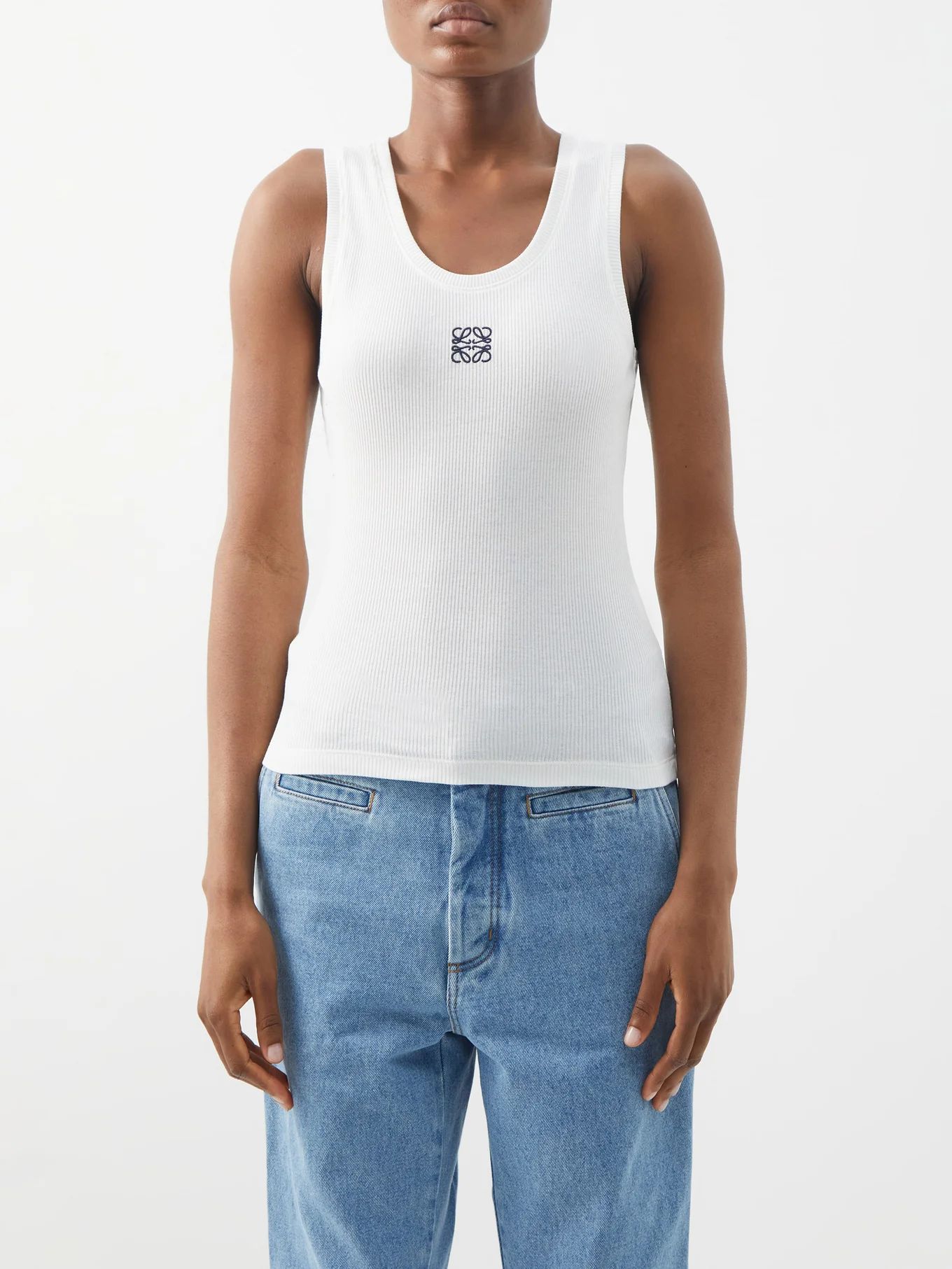 Anagram-embroidered cotton-blend tank top | Matches (UK)