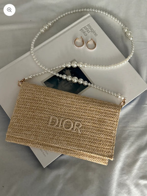 Christian Dior Beauty VIP GWP Converted Straw Raffia Woven Pouch Bag. | eBay US