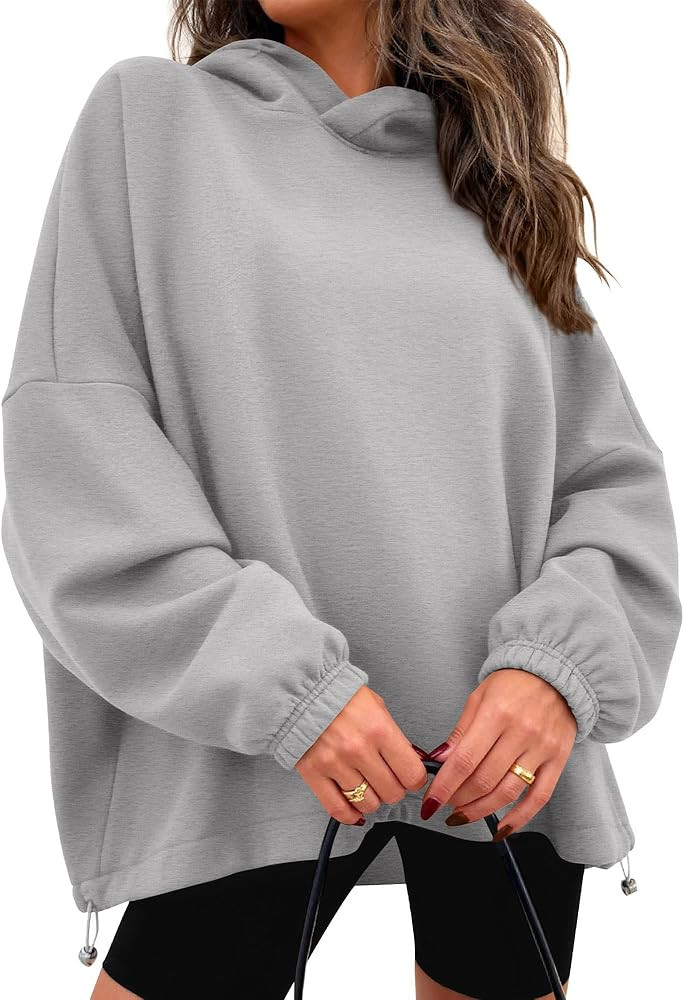 KIRUNDO Hoodies For Women 2025 Fall Fashion Hooded Oversized Sweatshirt Long Sleeve Fleece Pullov... | Amazon (US)