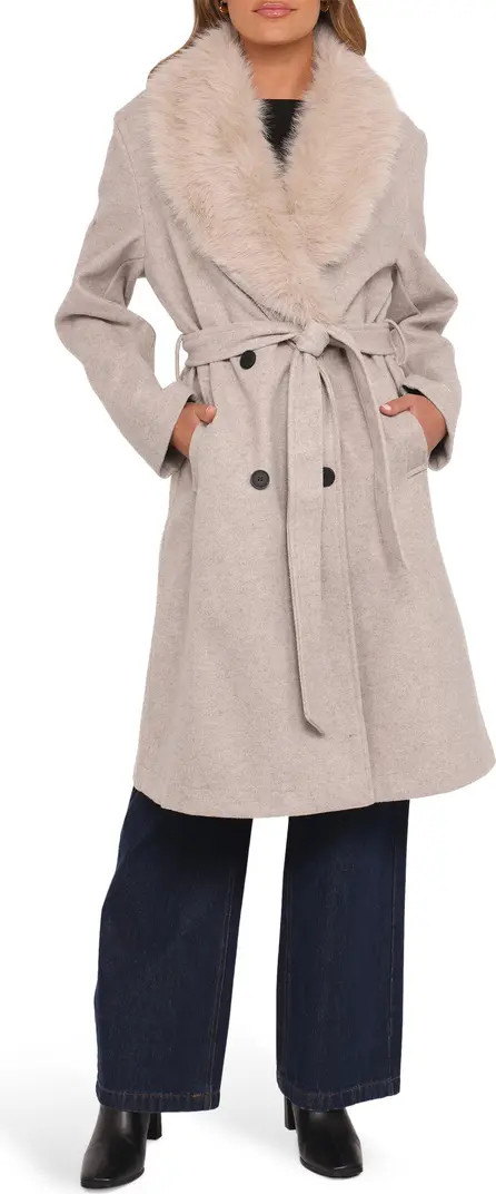 Nina Belted Faux Fur Collared Coat | Nordstrom