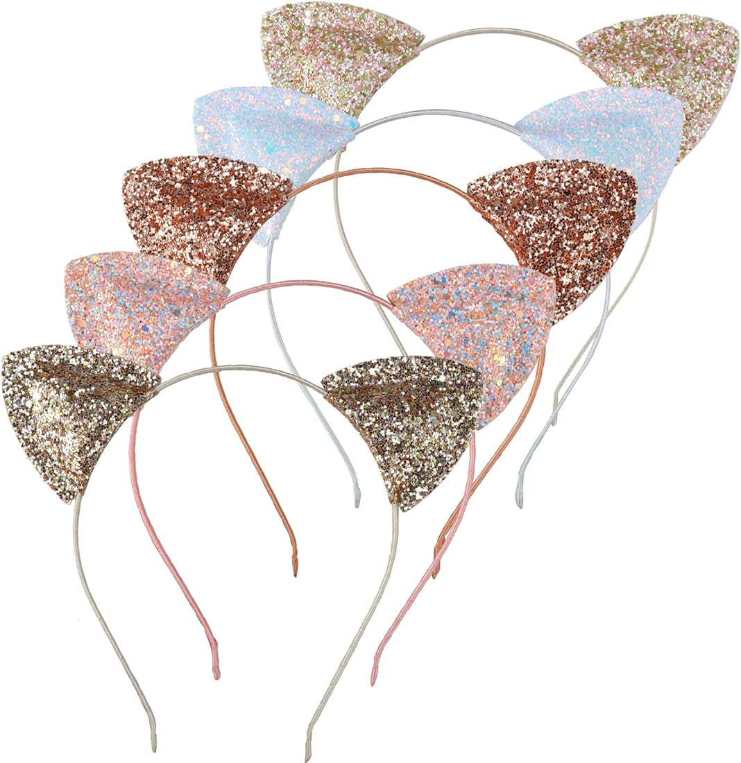 Lee Design Glitter Cat Ears Cute Cat Ears Glitter Hair Bands Cat Ears Headband for Daily Wearing ... | Amazon (US)