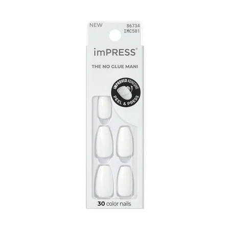 imPRESS Color Press On Nails Frosting White Medium Coffin 30 Count | Walmart (US)