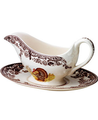 Spode Woodland Turkey Gravy Boat & Stand - Macy's | Macy's