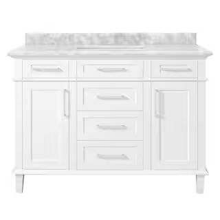 Sonoma 48 in. Single Sink Freestanding White Bath Vanity with Carrara Marble Top (Assembled) | The Home Depot