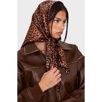 Leopard Print Satin Head Scarf | PrettyLittleThing US