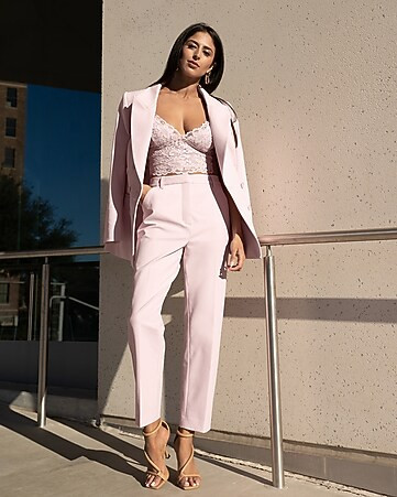 Boyfriend Blazer + Lace Cami + Cropped Straight Pants | Express