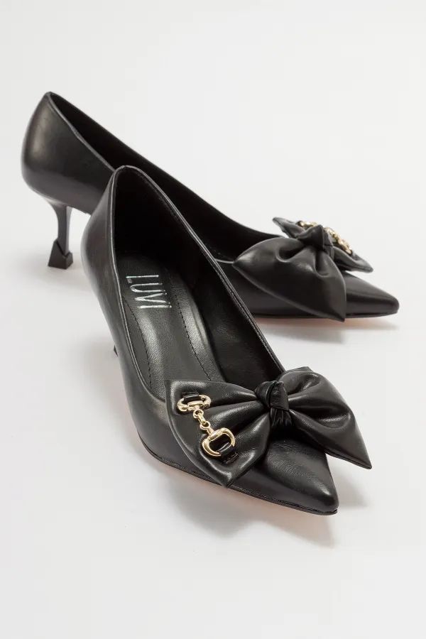 LuviShoes HELLA Black Skin Damen-Schuhe mit Absatz | Trendyol DE