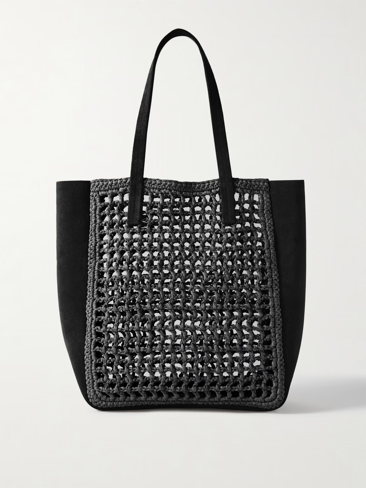 KHAITE - Zoe Small Leather And Raffia Tote - Black | NET-A-PORTER (US)