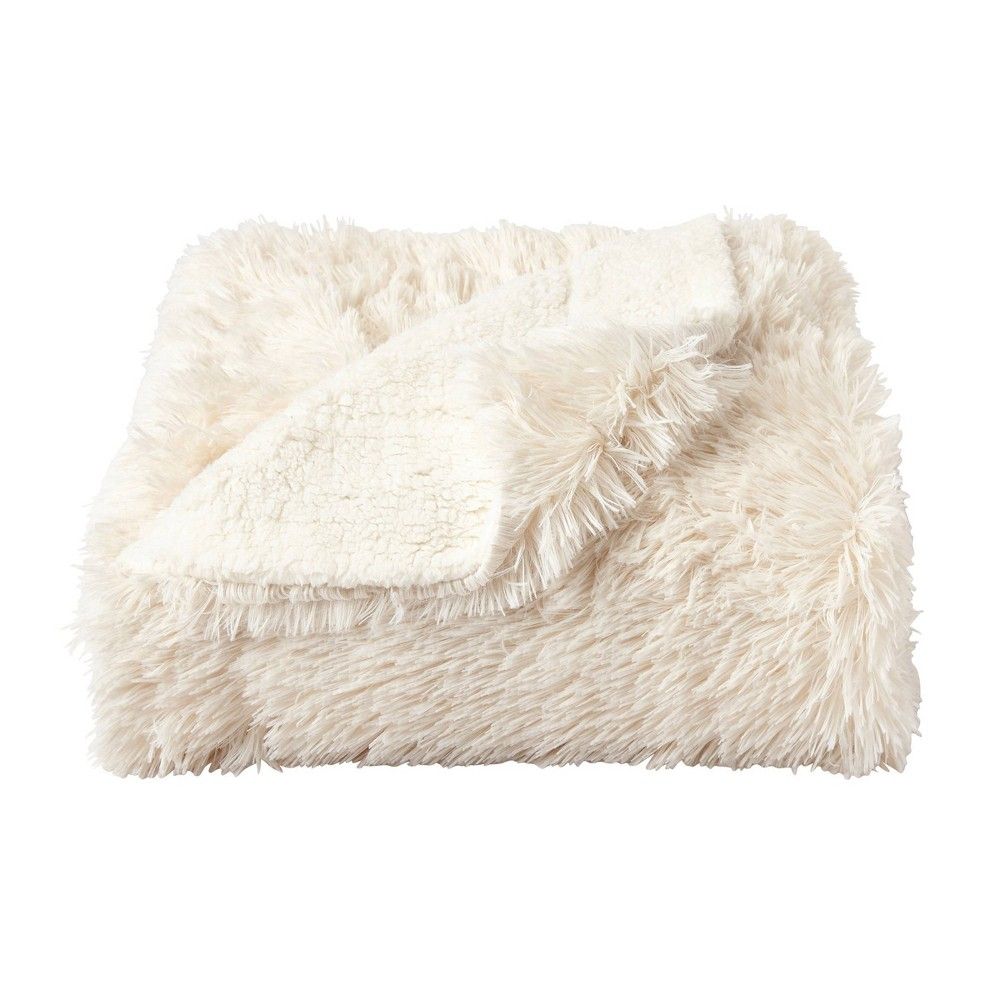 60""x70"" Faux Fur Throw Blanket White - Yorkshire Home | Target