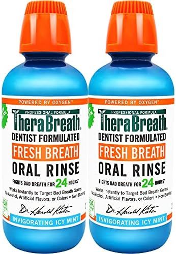 TheraBreath Fresh Breath Dentist Formulated 24-Hour Oral Rinse, Icy Mint, 16 Ounce (Pack of 2) | Amazon (US)