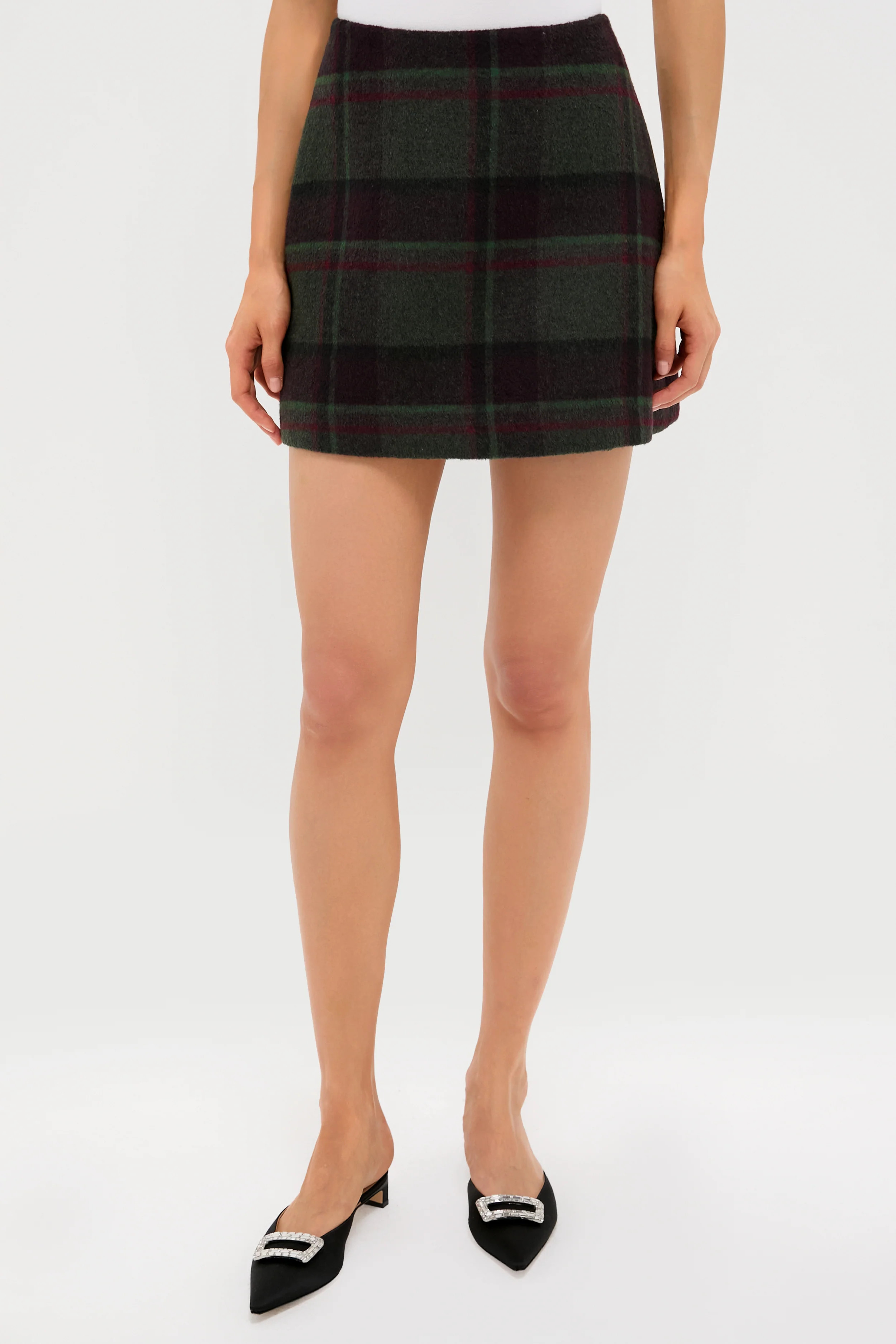 Forest Plaid Wool Meg Mini Skirt | Tuckernuck (US)