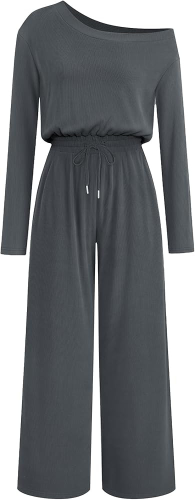 Lazysmile Jumpsuits For Women Dressy Long Sleeve Off Shoulder One Piece Wide Legs Rompers Casual ... | Amazon (US)