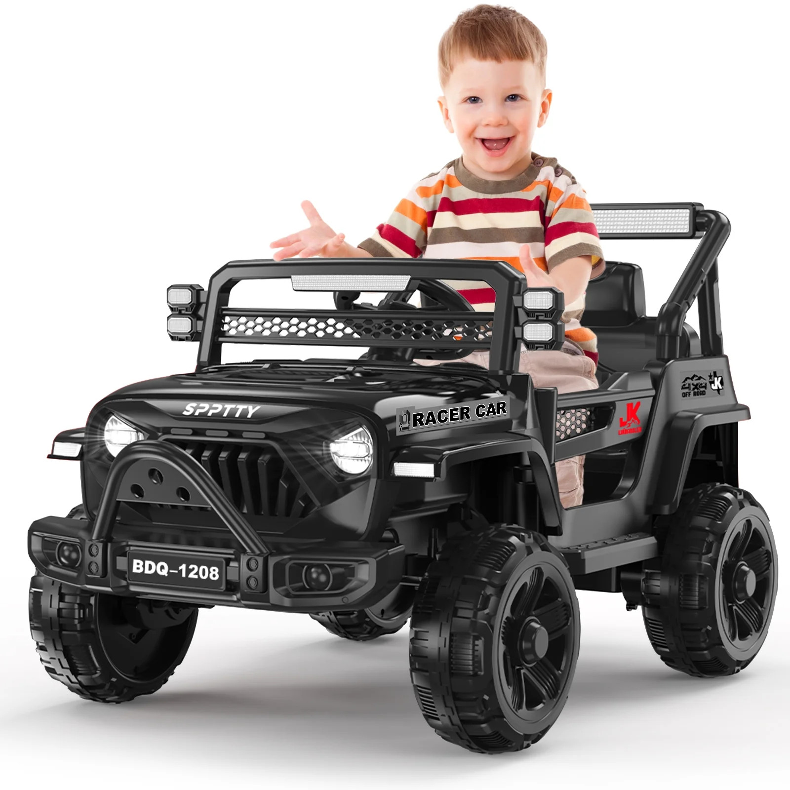 SPPTTY 12V Ride on Toy Truck with Parent Remote Control, Kids Electric Car with Music and LED Lig... | Walmart (US)