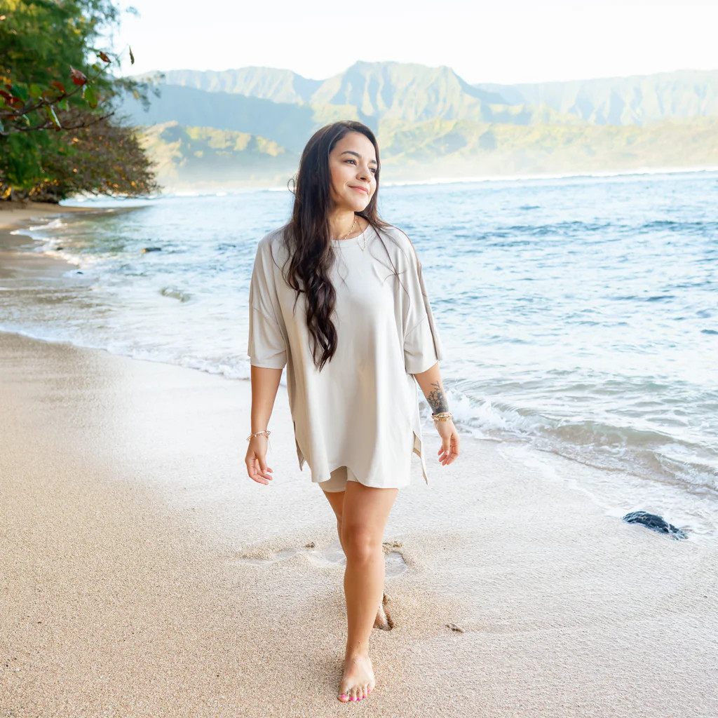 Women’s Biker Short Set in Oat | Kyte Baby