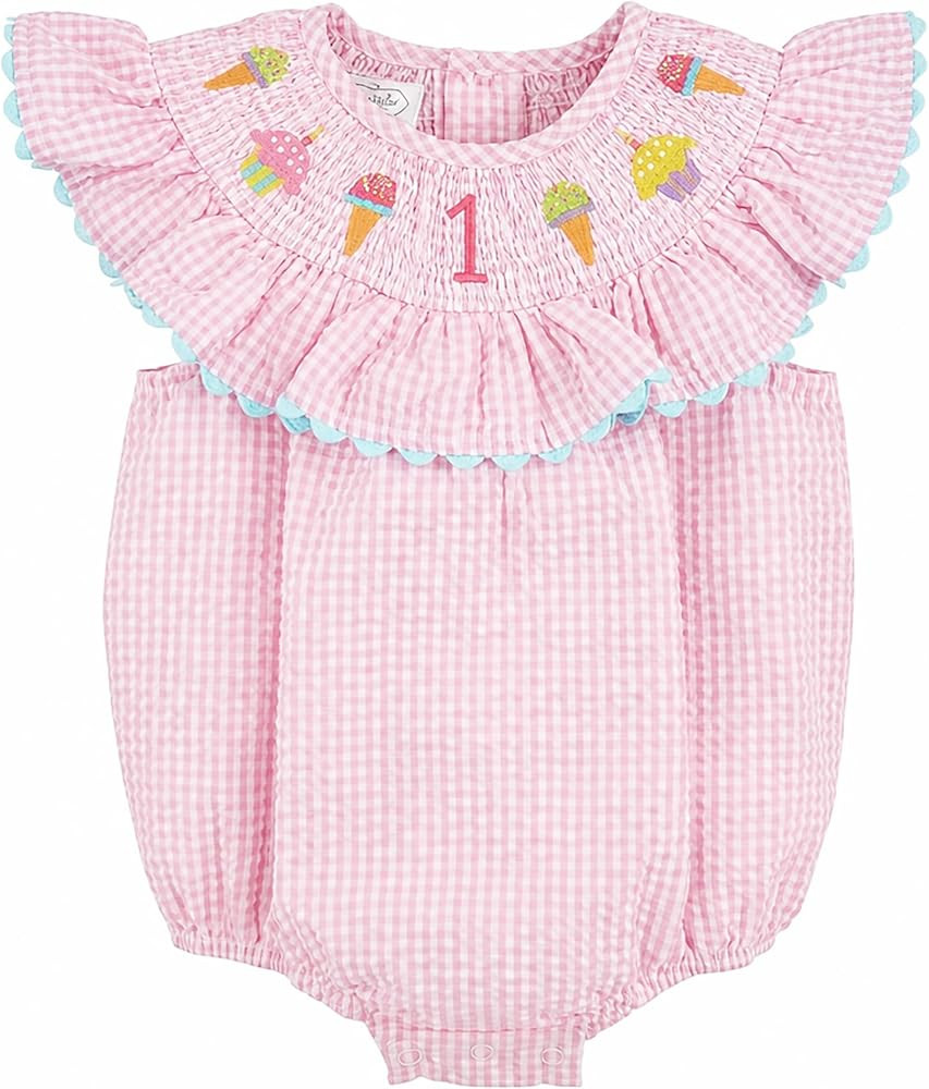 Mud Pie Baby Girls' Smocked Birthday Bubble | Amazon (US)
