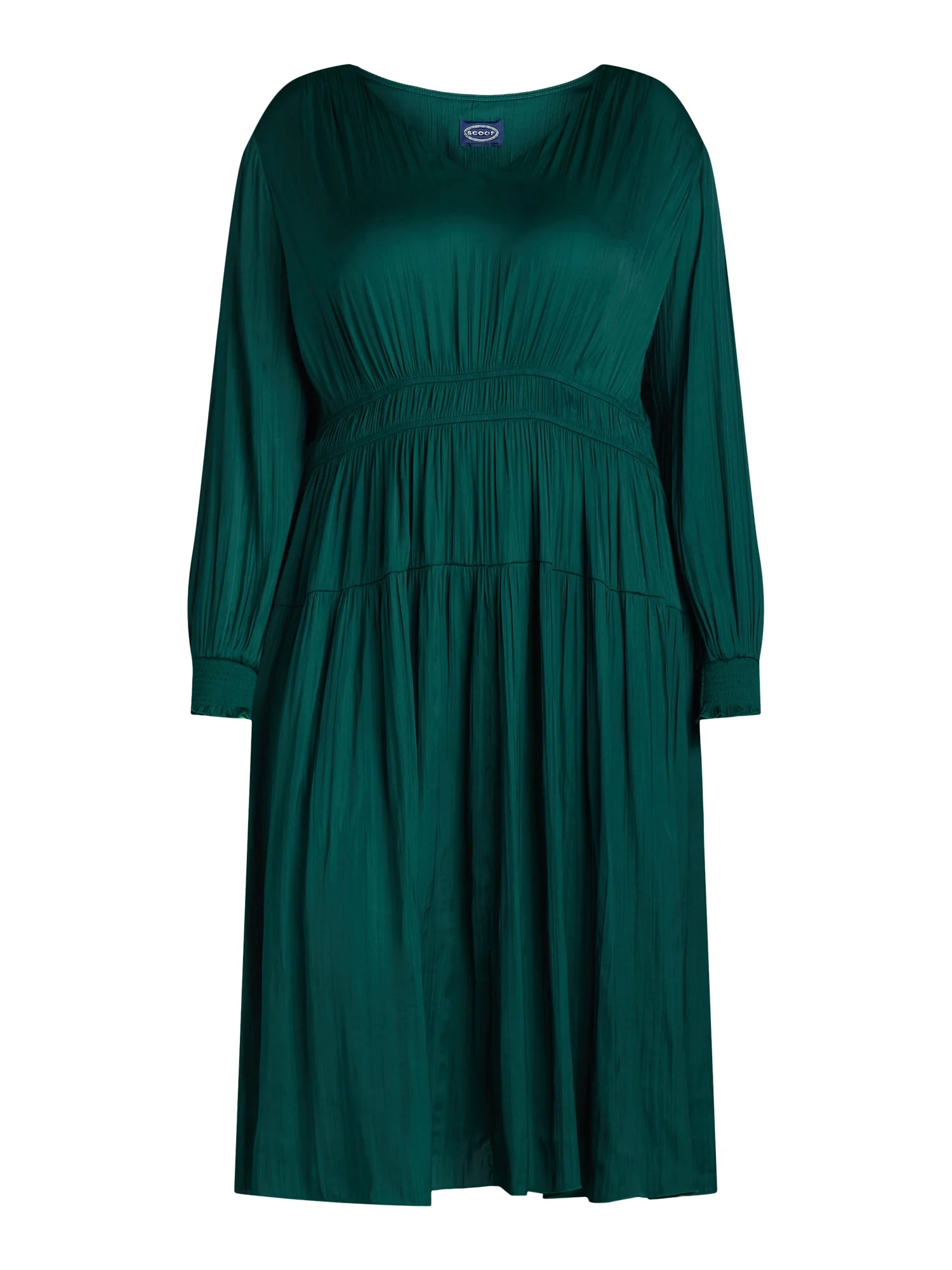 Scoop Women's Plus Plisse V Neck Midi Dress, Sizes 1X-4X | Walmart (US)