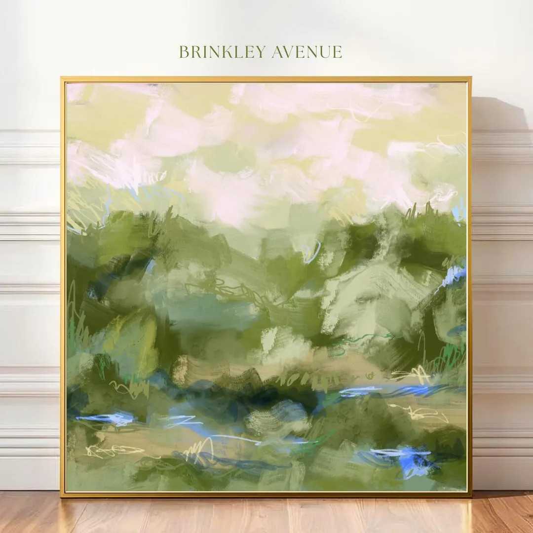 Neutral Green Landscape Canvas Art: Pastel Neutrals Wall Decor, Modern Impressionist Print, Grand... | Etsy (US)