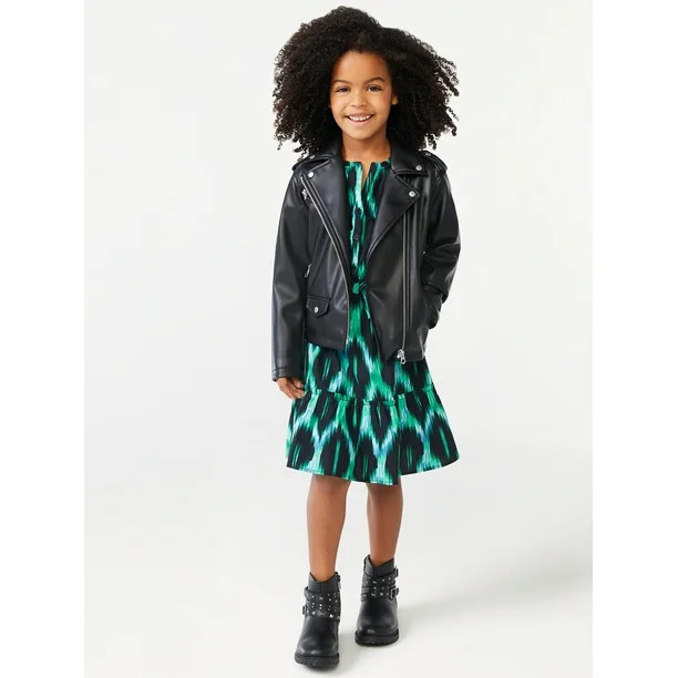 Scoop Girls Faux Leather Moto Jacket, Sizes 4-12 - Walmart.com | Walmart (US)