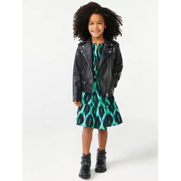 Scoop Girls Faux Leather Moto Jacket, Sizes 4-12 | Walmart (US)