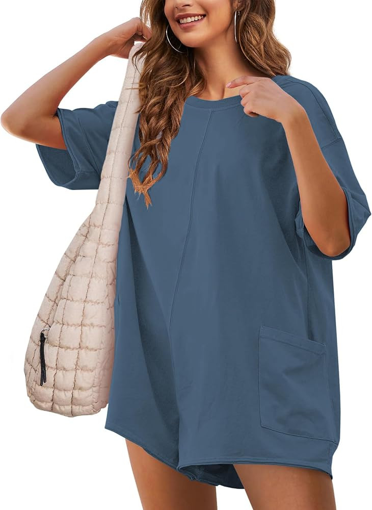 Rompers for Women Athletic Workout Hot Shot Tee Romper Casual Oversized Jumpsuits Overalls | Amazon (US)