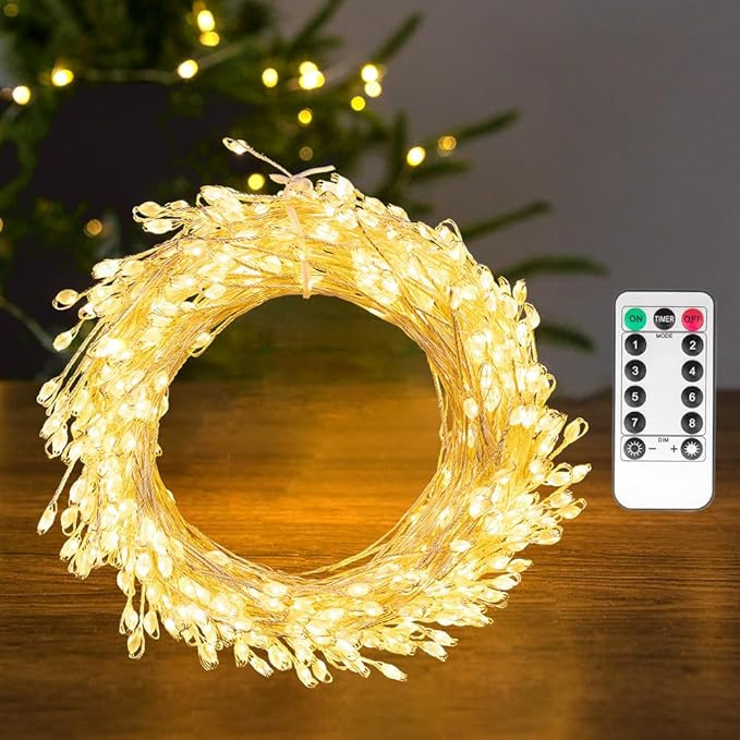 Fairy Lights Plug in, 50FT 500LED Firecracker String Lights Waterproof Silver Wire, for Bedroom/D... | Amazon (US)