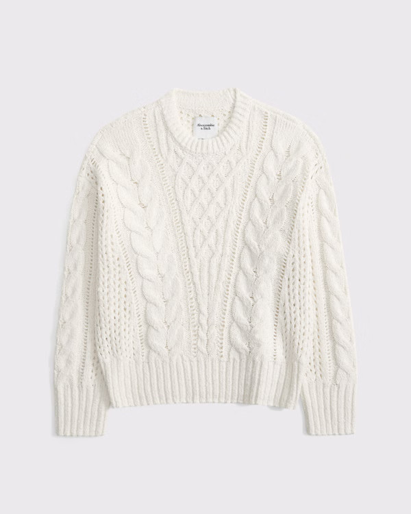 Textural Stitch Cable Crew Sweater | Abercrombie & Fitch (US)