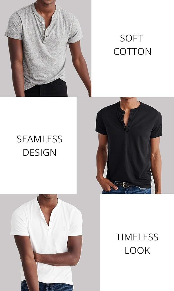 Just No Logo Men's Short Sleeve Casual Cotton Henley T-Shirt with Solid Color | Amazon (US)