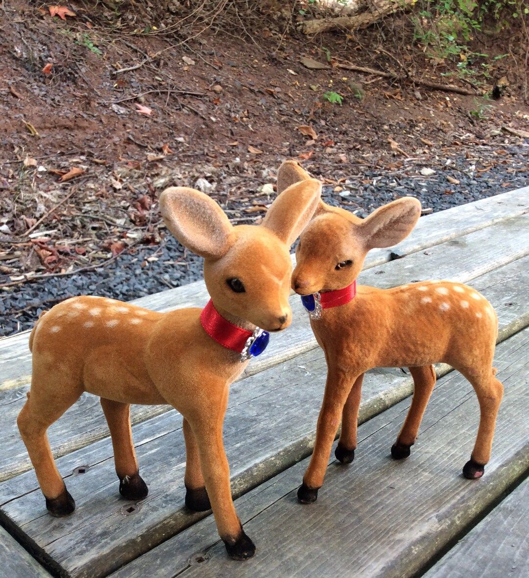 Vintage Christmas Ornaments Flocked Reindeer Plastic Deer Fawns Rudolph the Red-Nosed Reindeer, F... | Etsy (US)