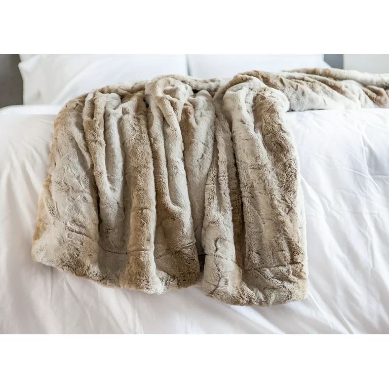 Chanasya Super Soft Fuzzy Fur Elegant Throw Blanket | Faux Fur Falling Leaf Pattern With Fluffy P... | Walmart (US)