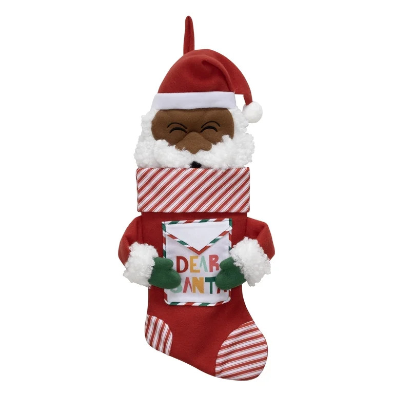 Black Paper Party Santa Christmas Stocking, Red, 20" | Walmart (US)