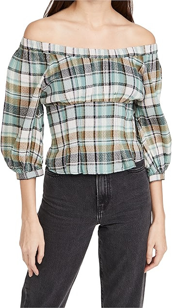 Teagan Plaid Puff Sleeve | Shopbop