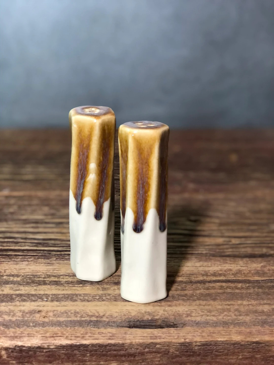 Stoneware Pottery Salt and Pepper Shaker Set White Caramel SECONDS SALE Ready to SHIP | Etsy (US)