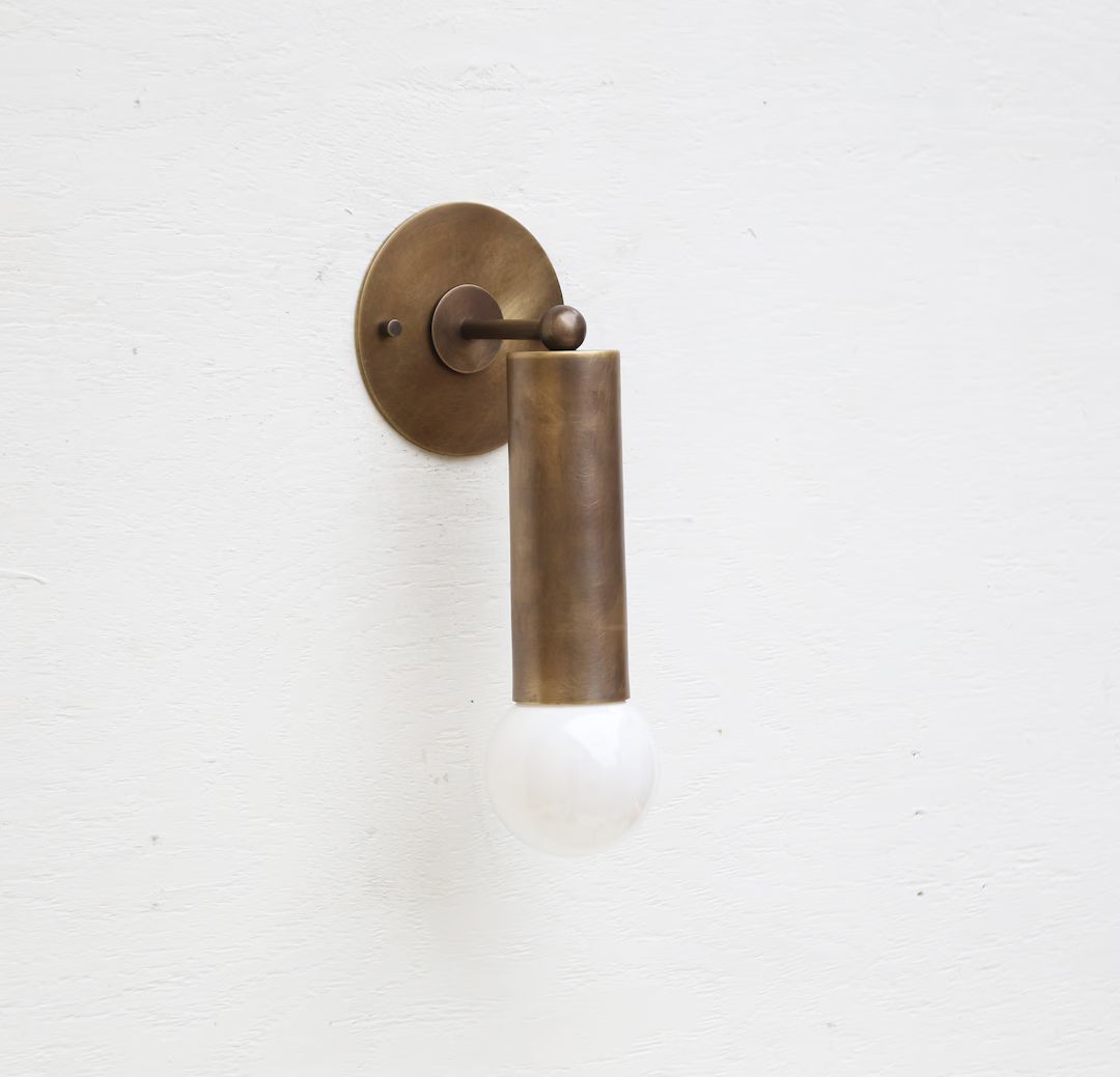 Aged Brass Wall Sconce Light  Minimal Sconce Light - Etsy | Etsy (US)
