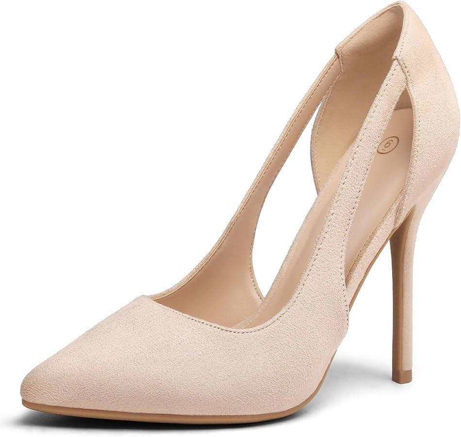 mysoft Women's Stiletto Heels Pumps Closed Toe 4IN Cut Out High Heels Pointed Toe Dress Shoes | Amazon (US)