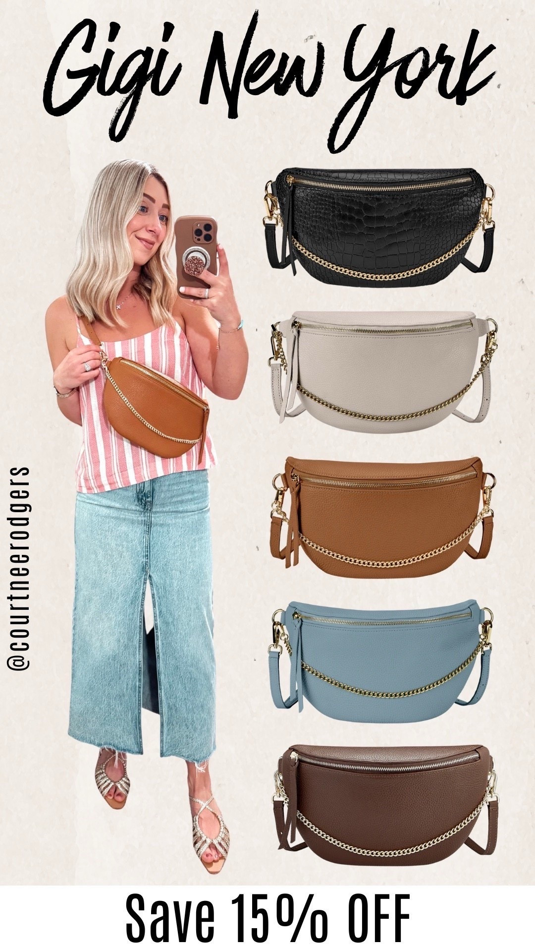 The most stunning belt bag! 🤎 Perfect for year round! Love the gold chain and buttery pebbled leather! Code: LTK15 for 15% OFF ❤️ Eyeing the off white next!

Gigi New York, belt bag, summer outfits 

#LTKSaleAlert #LTKmomlife #LTKgrwm