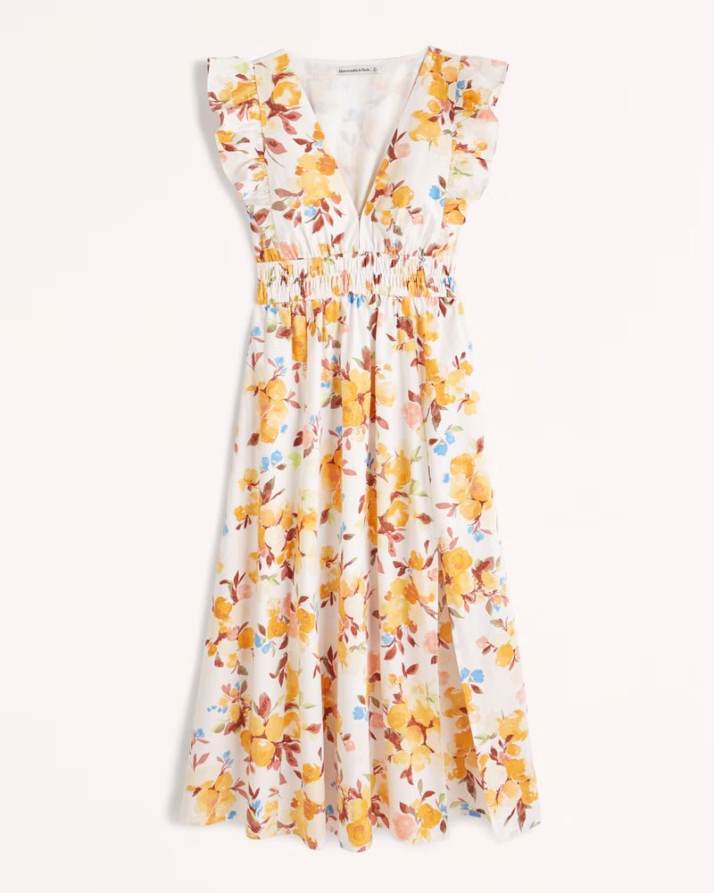 Flutter Sleeve Midi Dress | Abercrombie & Fitch (US)