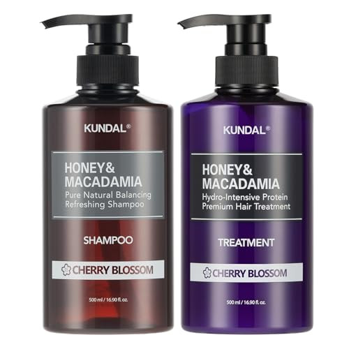 KUNDAL Natural Hair Shampoo and Conditioner Set [Cherry Blossom Scent]- Ultimate Damage Hair Repair Strengthen, Nourish dry, with Honey, Argan Oil, Macadamia Oil, Free Sulfate 500ml 2Set | Amazon (US)