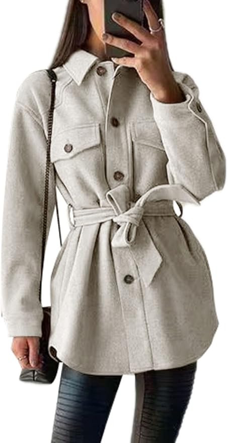 PRETTYGARDEN Women's 2022 Fashion Winter Trench Coats Lapel Button Down Peacoat Belted Outwear Ca... | Amazon (US)