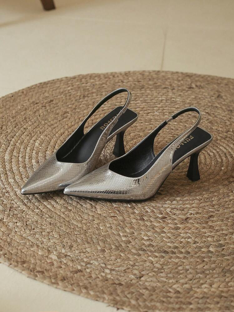 High Heels Pumps For Women, Pointed Toe, Thin Heels, Shallow Mouth, Stone Pattern, Hollow Out, An... | SHEIN