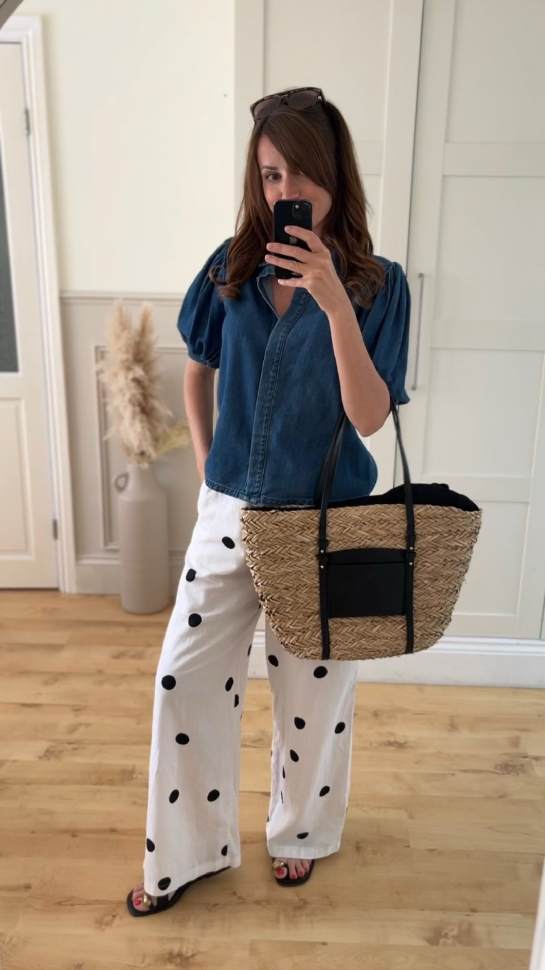 Denim blouse size 10.
Polka dot trousers size 10 regular.





#LTKuk #LTKspring #LTKsummer