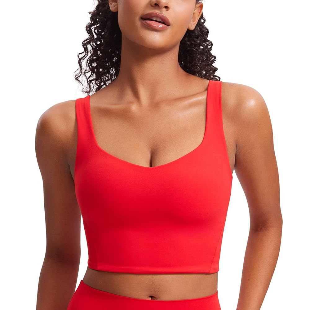 CRZ YOGA Softness Mold Butterluxe Longline Sports Bras for Women - Molded Cup V Neck Yoga Clothes... | Amazon (US)