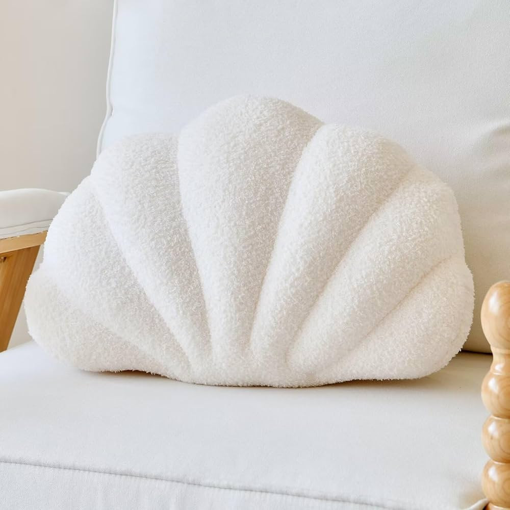 Ivory Seashell Throw Pillows, Shell Shaped Throw Pillows, 13 Inch Soft Home Decorative Pillow Plu... | Amazon (US)