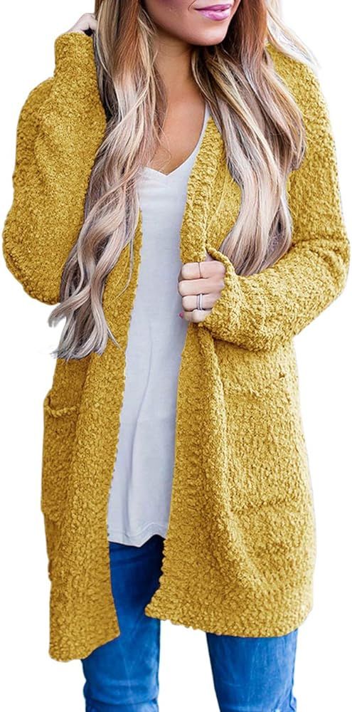 ZESICA Women's Casual Long Sleeve Open Front Soft Chunky Knit Sweater Cardigan Outerwear with Poc... | Amazon (US)