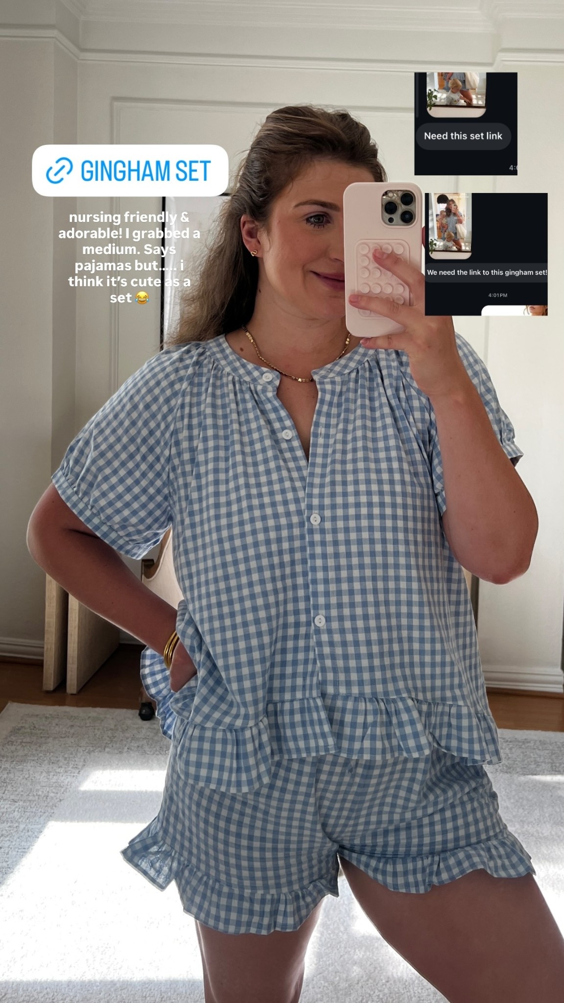 nursing friendly & adorable! I grabbed a medium. Says pajamas but….. i think it’s cute as a set 😂