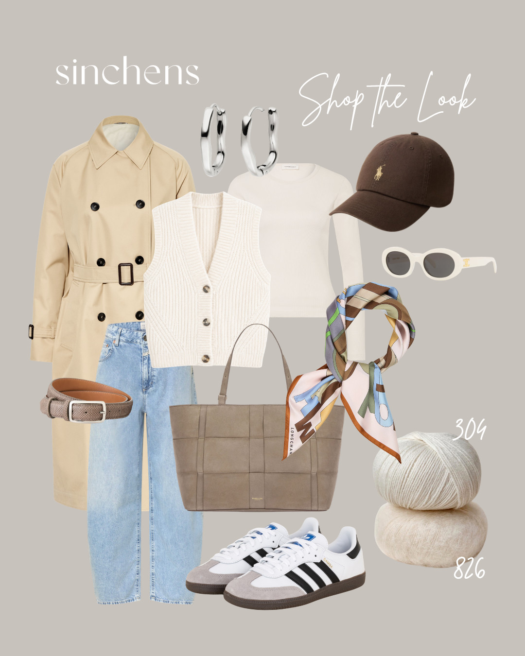 PowderVest by Clarissa Schellong, herbstlich kombiniert mit großer Tasche für viel Wolle (im SALE) und einem wundervollen Trench von Max Mara (auch im SALE) 

 