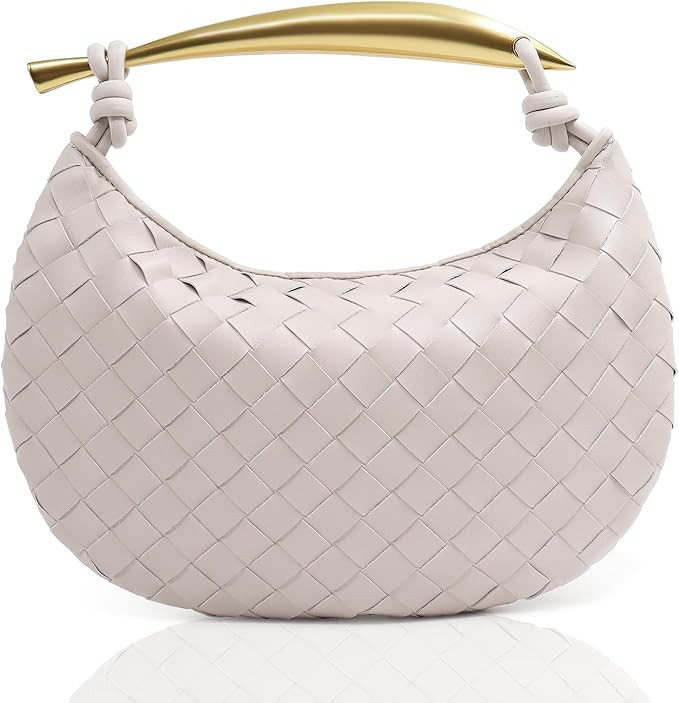 Bisadon Woven Handbag Soft PU Leather Fashion Dumpling Clutch Bags Handmade Hobo Bags for Women L... | Amazon (US)