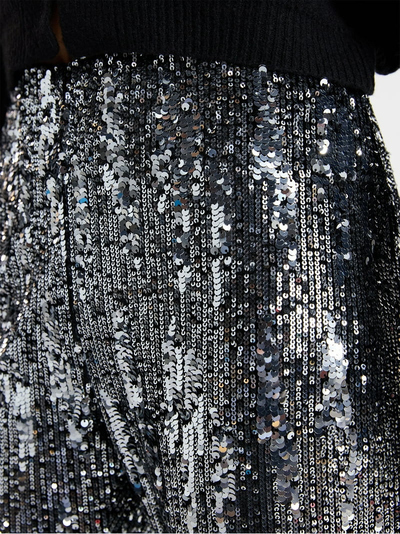 No Boundaries Sequin Flare Pants, Women's and Women's Plus | Walmart (US)