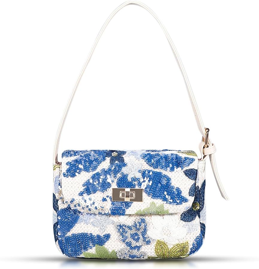 Tote Bag, Handbags for Women, Sequin Embroidery Beach Bag, Hand-Woven Straw Handbag, Bohemian Sho... | Amazon (US)