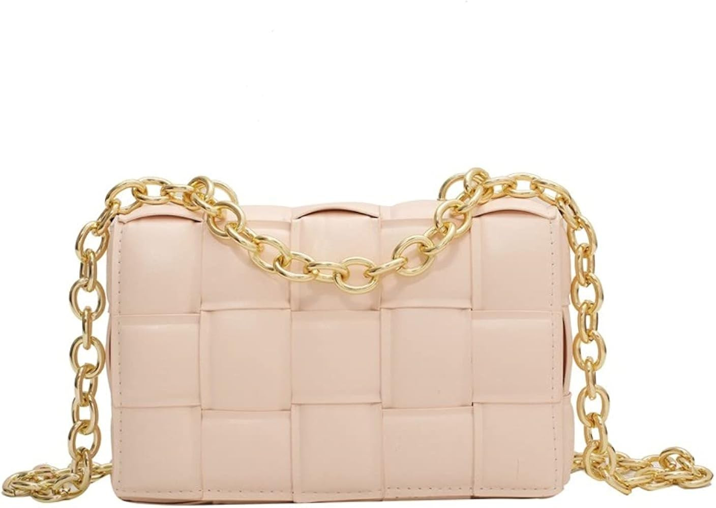 Padded Cassette Crossbody Woven Leather Flap Womens Bag with Chian,Crossbody Handbag Bags for Wom... | Amazon (US)