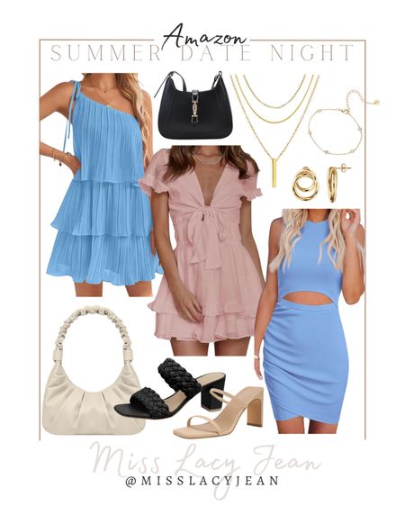 Summer date night outfits include dress, handbag, heeled sandals, and jewelry.

Date night, date night outfit, Amazon finds, looks for less

#LTKfindsunder50 #LTKstyletip #LTKfindsunder100